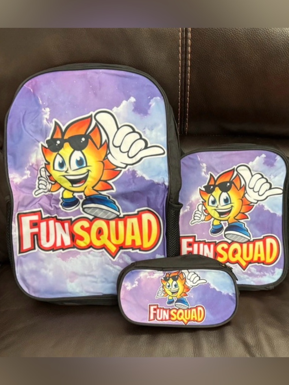 Fun Squad 3-Piece Kids Backpack Lunch Bag & Pencil Case Set